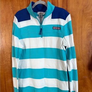 Vineyard Vines Womens Zip-Up Sherp Sweatshirt - Blue, Teal & White